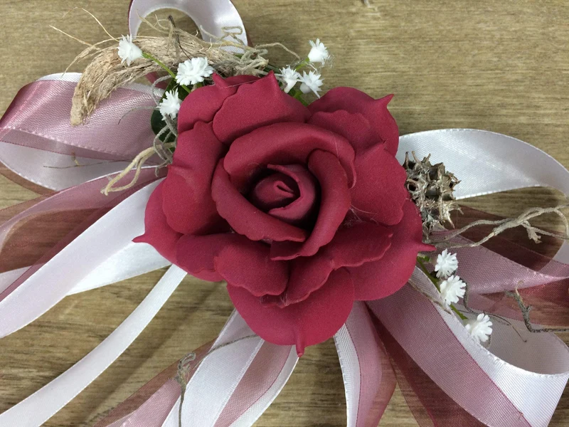 Seidenblumen Autoschleifen Hochzeit 2er Set – Brautauto Schmuck