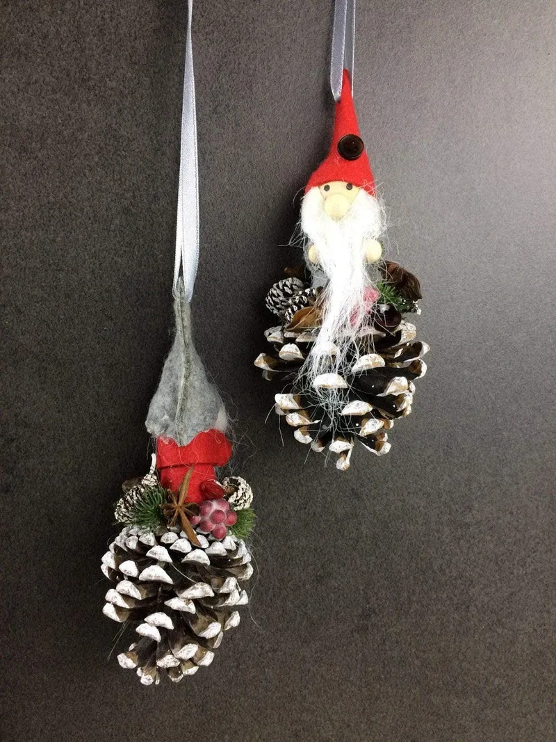 Weihnachts-Fensterschmuck Wichtel Set – Zapfen Dekoration Advent