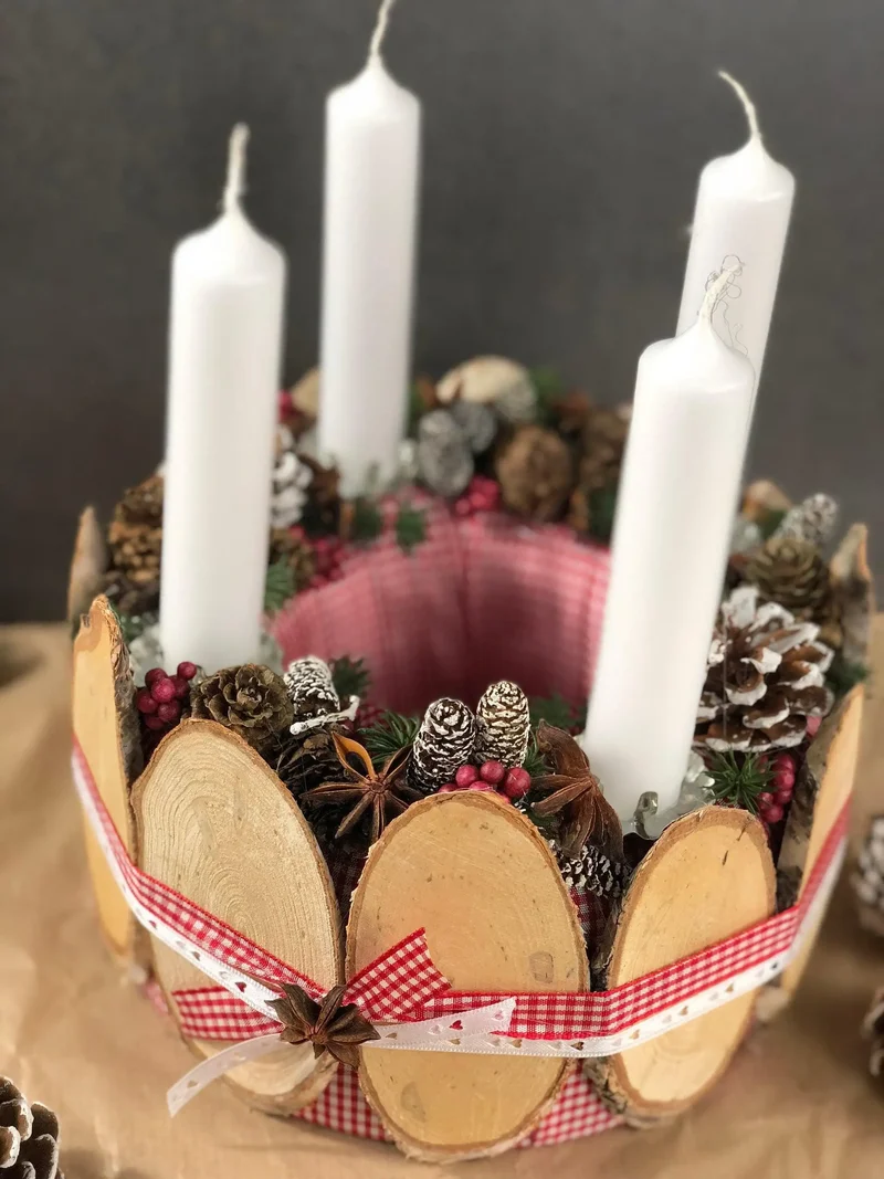 Adventskranz rund klassisch – mehrjährig handgefertigt langlebig mit T
