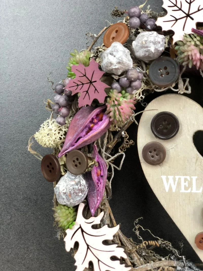 Haustürkranz Welcome 22cm Seidenblumen – ganzjährig & wetterfest