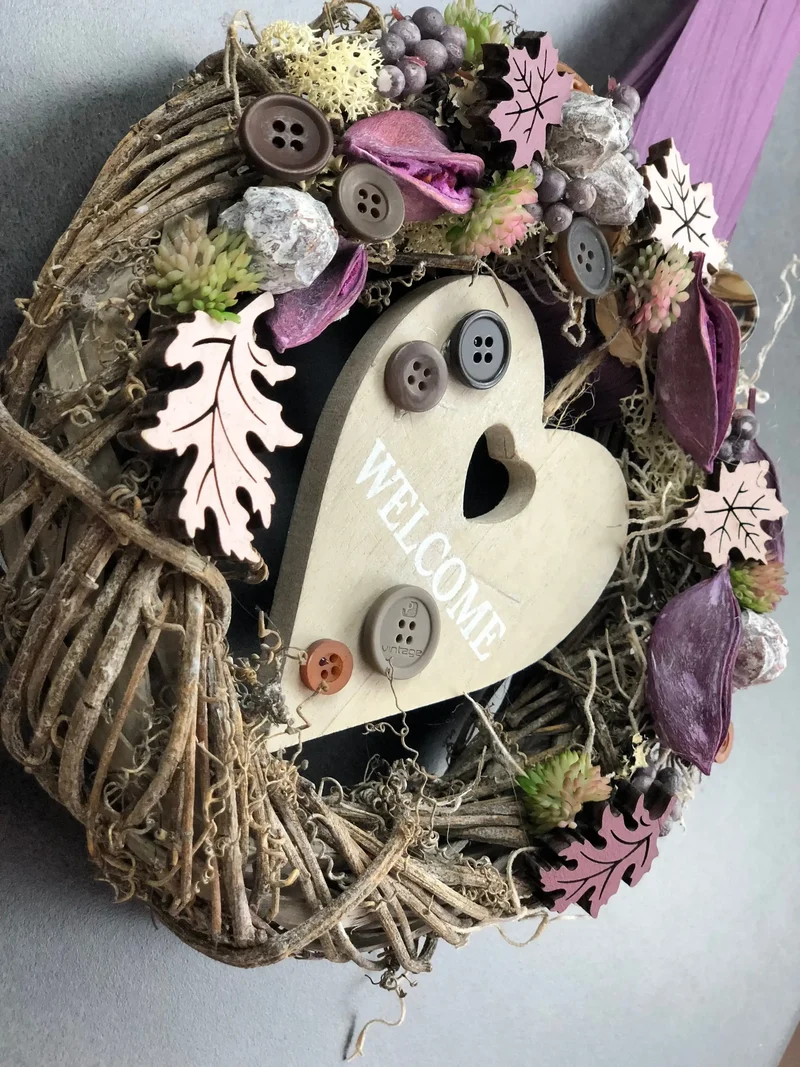 Haustürkranz Welcome 22cm Seidenblumen – ganzjährig & wetterfest