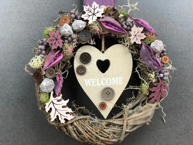 Haustürkranz Welcome 22cm Seidenblumen – ganzjährig & wetterfest