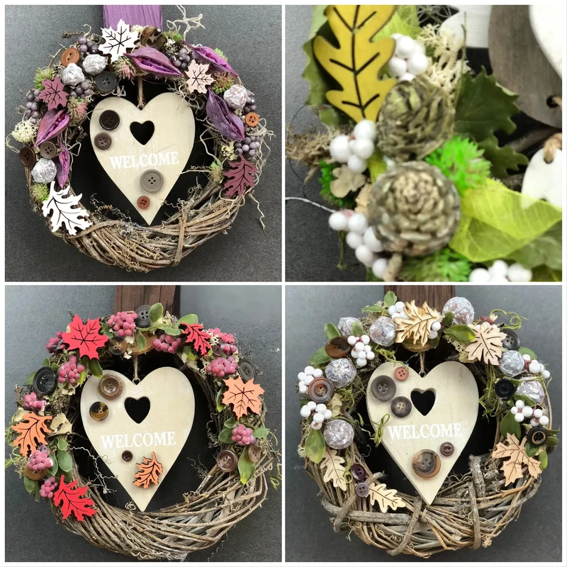 Haustürkranz Welcome 22cm Seidenblumen – ganzjährig & wetterfest