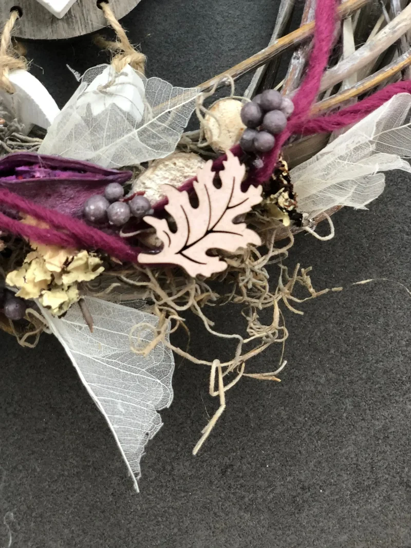 Herbst Türkranz mit Eule 26cm – Türdeko Seidenblumen handgefertigt