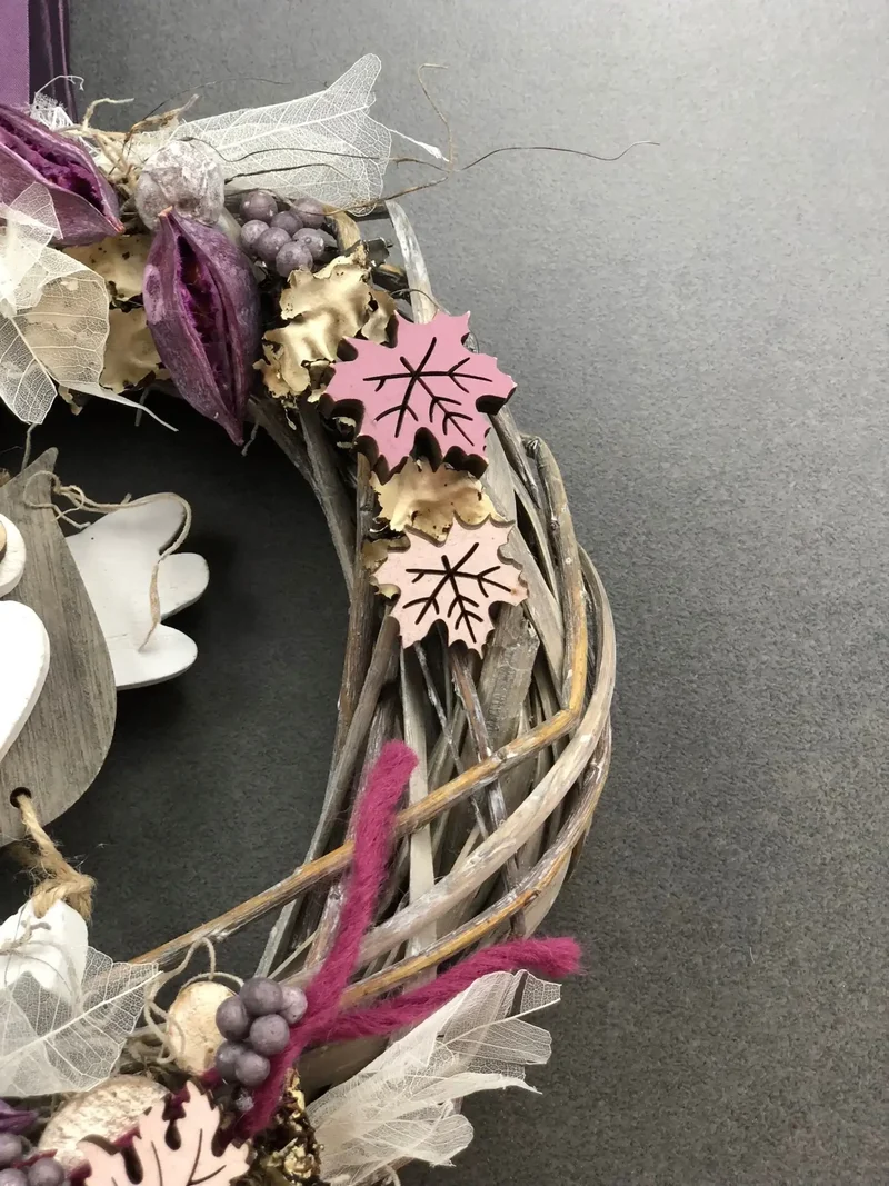 Herbst Türkranz mit Eule 26cm – Türdeko Seidenblumen handgefertigt