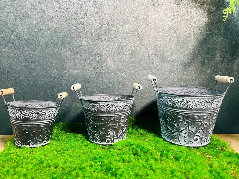Metalltopf Übertopf Kunstpflanze – Dekotopf in 3 Größen langlebig
