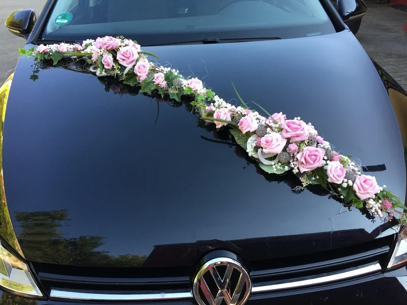 Autoschmuck Hochzeit Seidenblumen – Autogesteck Wunschfarbe