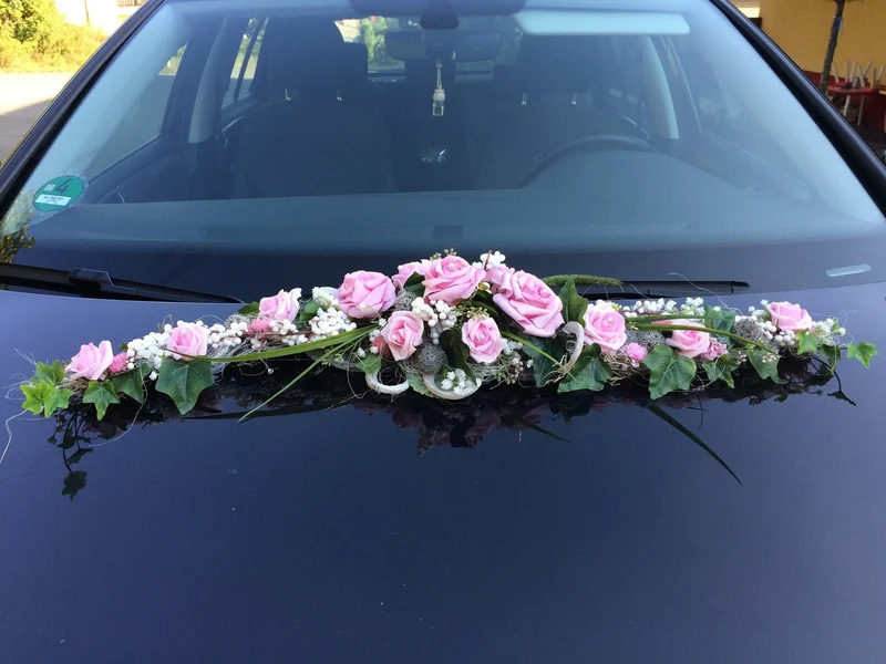 Autoschmuck Hochzeit Seidenblumen – Autogesteck Wunschfarbe