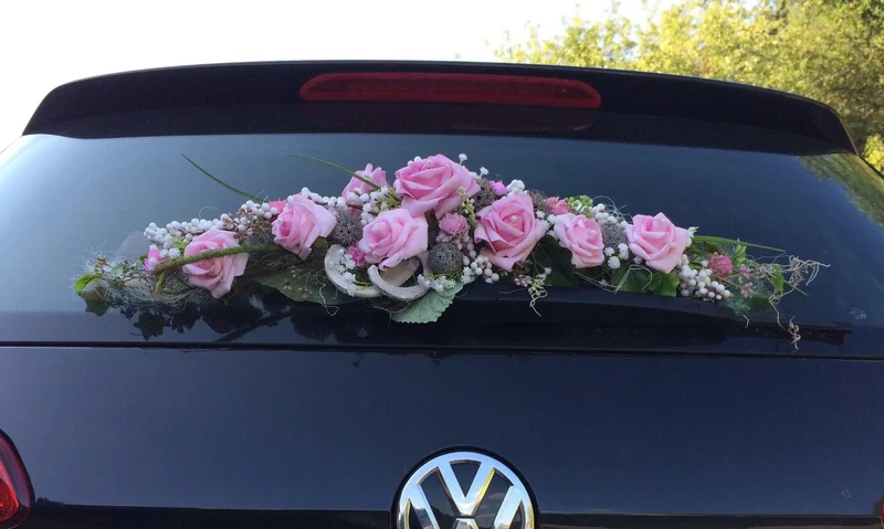 Autoschmuck Hochzeit Seidenblumen – Autogesteck Wunschfarbe