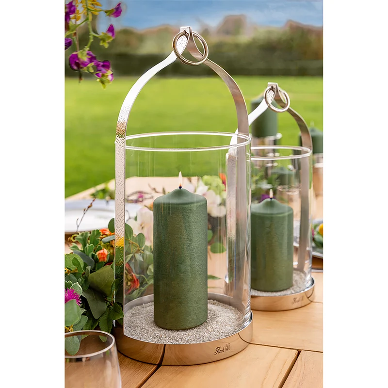 LONIDA Windlicht mit Glas silberfarben