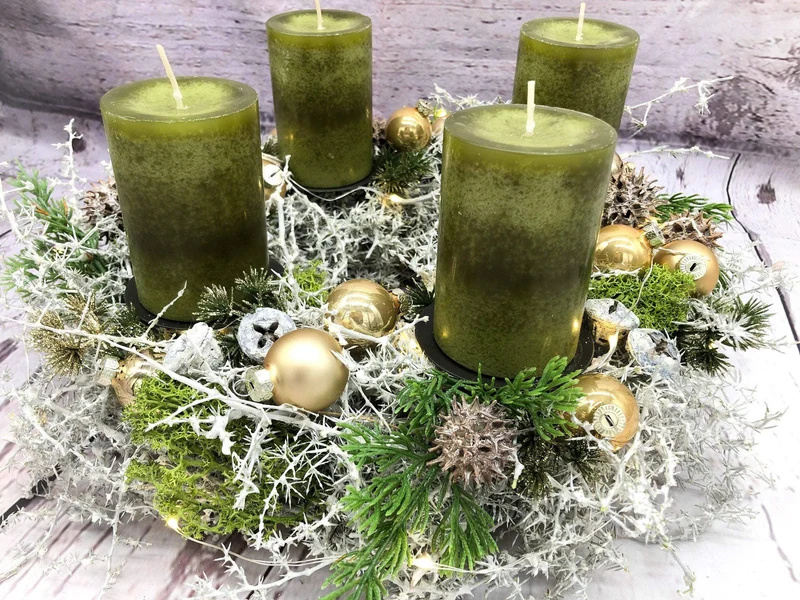 Adventskranz Asparagus rund – hochwertiger handgefertigt