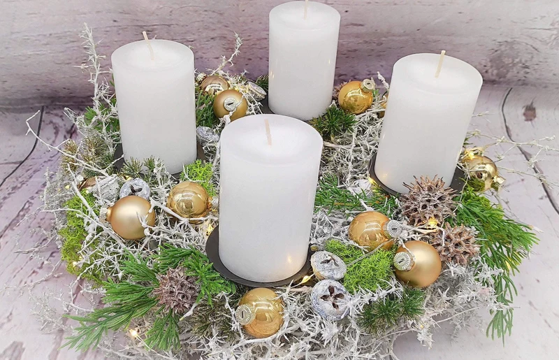 Adventskranz Asparagus rund – hochwertiger handgefertigt