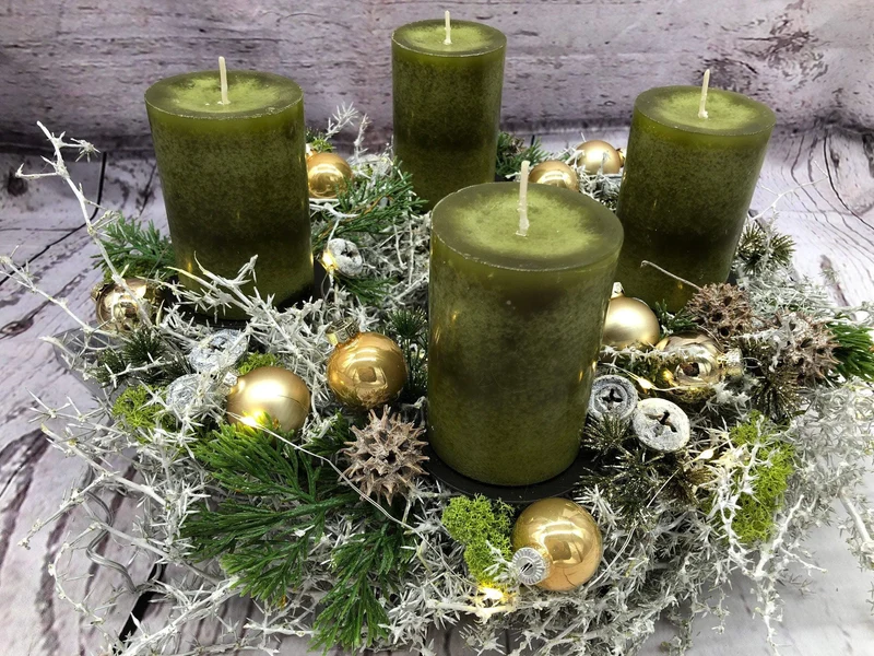 Adventskranz Asparagus rund – hochwertiger handgefertigt