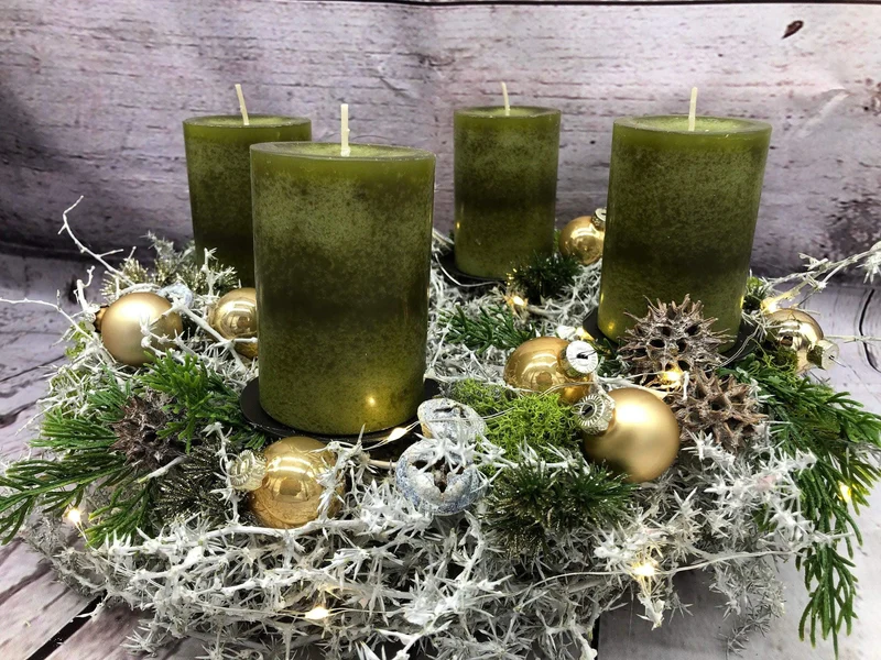 Adventskranz Asparagus rund – hochwertiger handgefertigt