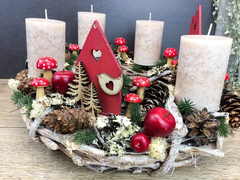 Adventskranz rund mit LED-Lichterkette – mehrjährig langlebig mit Tann