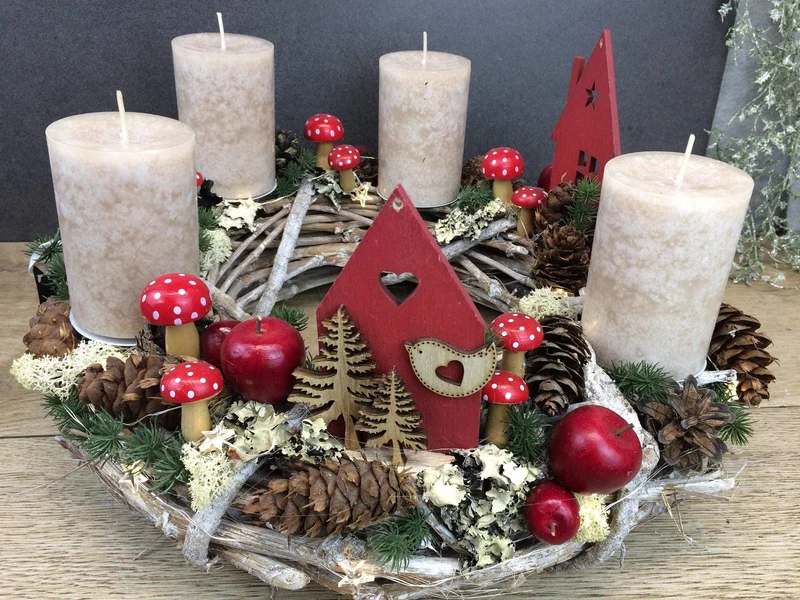 Adventskranz rund mit LED-Lichterkette – mehrjährig langlebig mit Tann