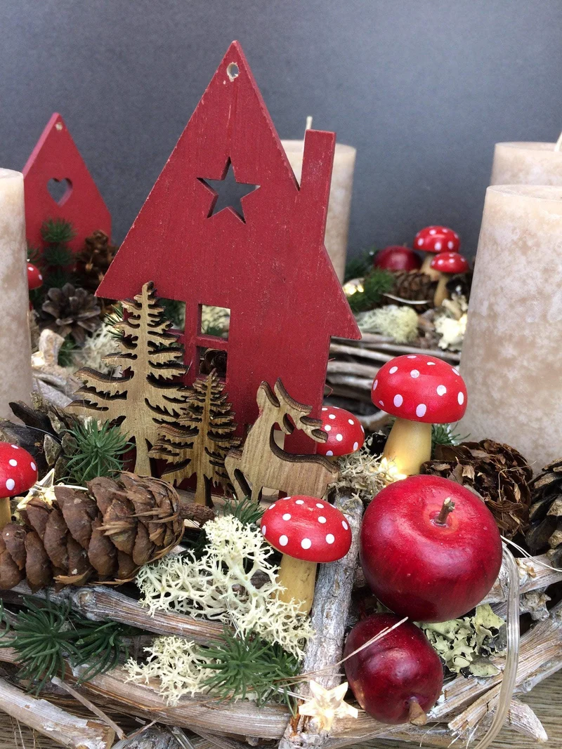Adventskranz rund mit LED-Lichterkette – mehrjährig langlebig mit Tann
