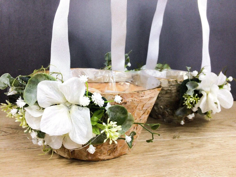 Blumenmädchen Korb Hortensie – Streukorbchen Hochzeit Wunschfarbe