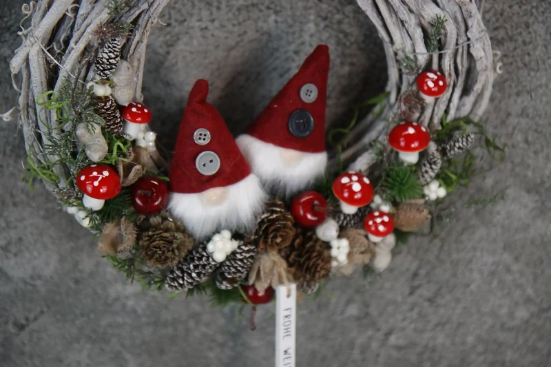 Türkranz Wichtel handgefertigt – Weihnachtsdeko mehrjährig