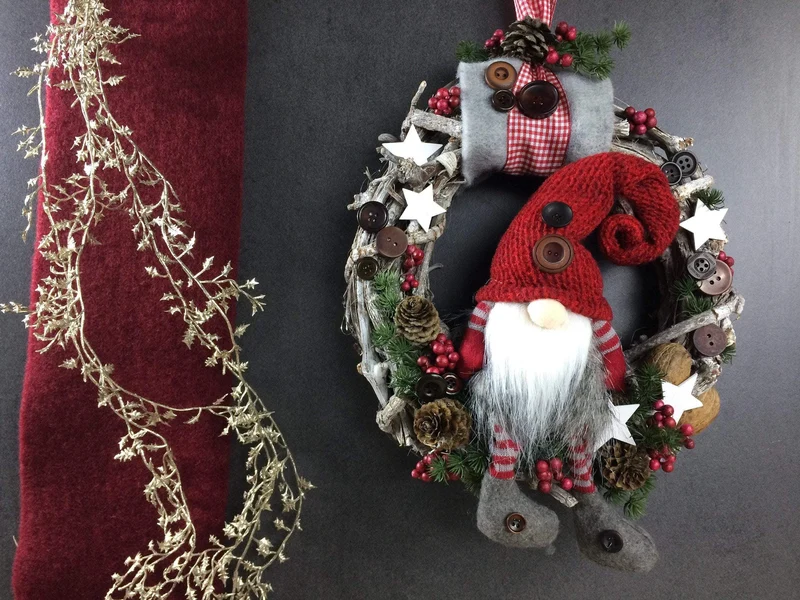 Weihnachtlicher Türkranz Wichtel – Tanne Wunschfarbe