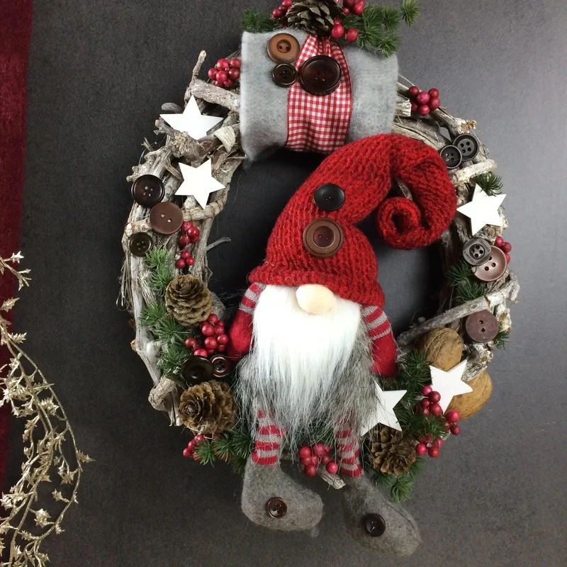 Weihnachtlicher Türkranz Wichtel – Tanne Wunschfarbe