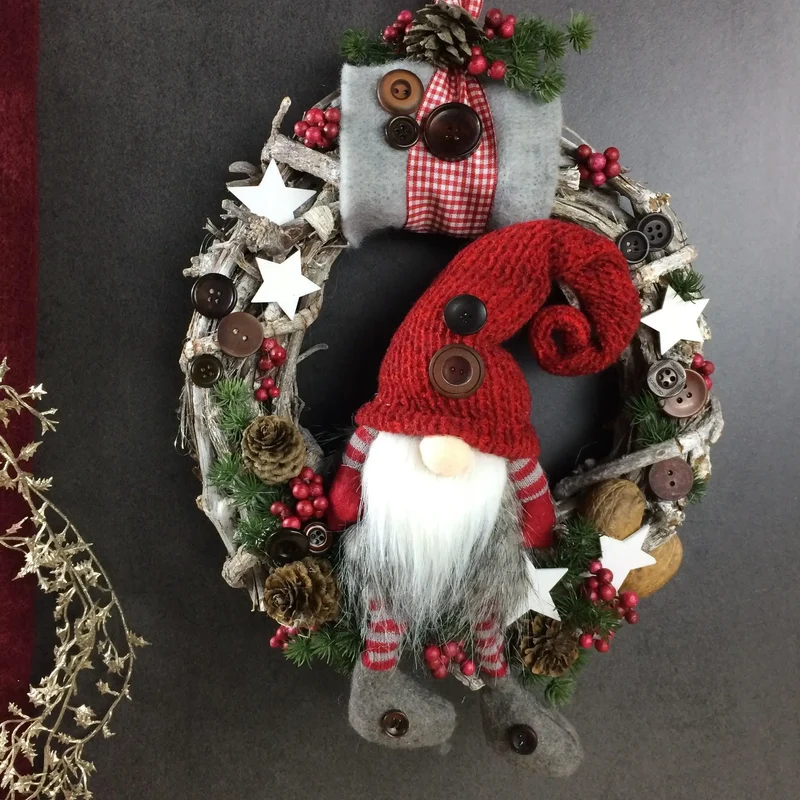 Weihnachtlicher Türkranz Wichtel – Tanne Wunschfarbe