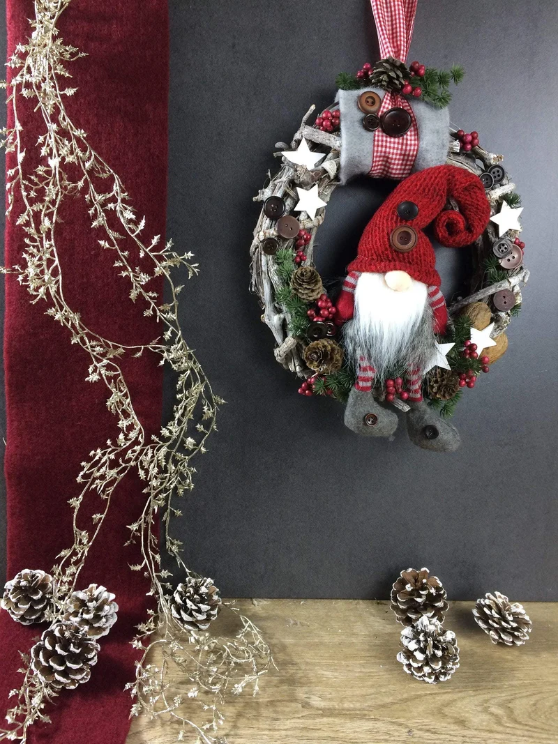 Weihnachtlicher Türkranz Wichtel – Tanne Wunschfarbe