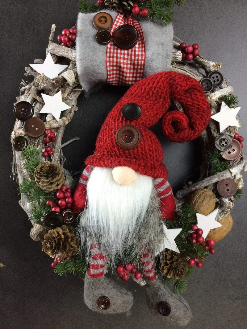 Weihnachtlicher Türkranz Wichtel – Tanne Wunschfarbe