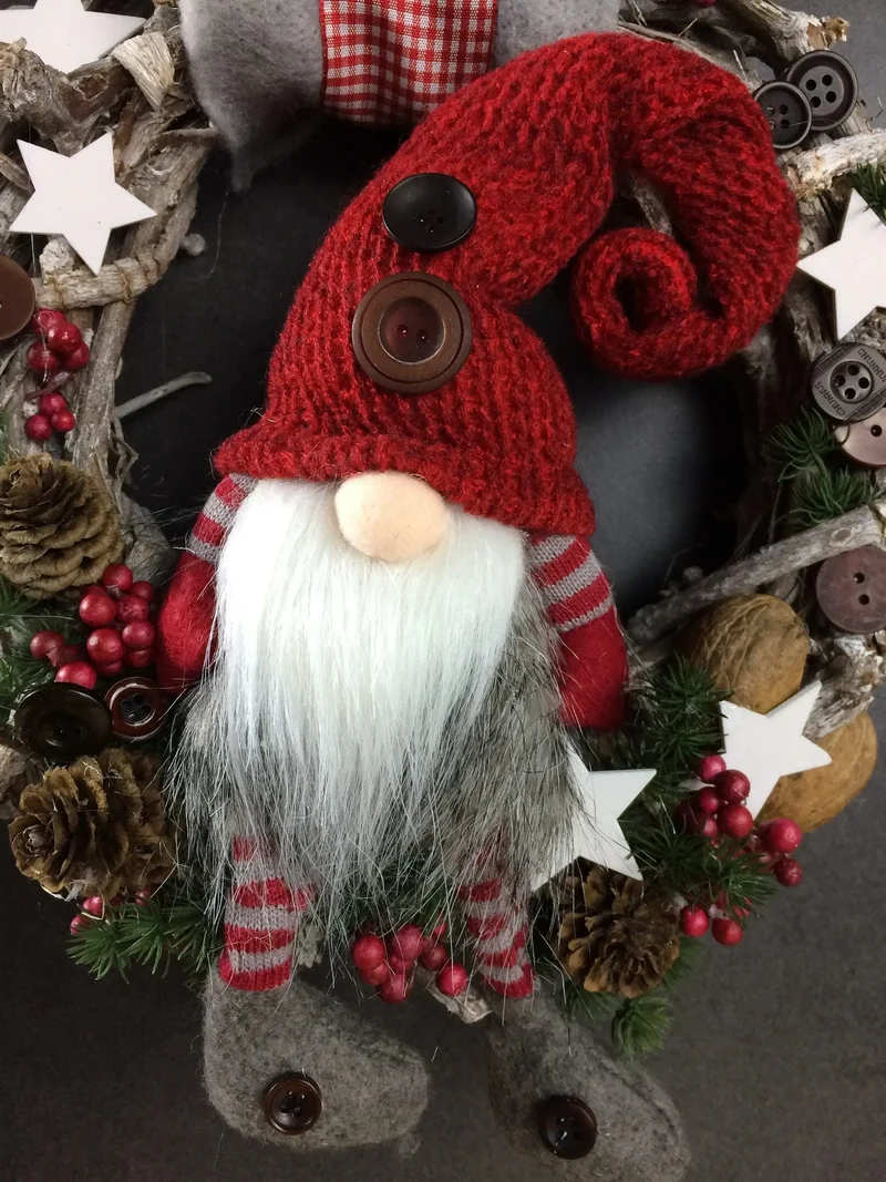 Weihnachtlicher Türkranz Wichtel – Tanne Wunschfarbe