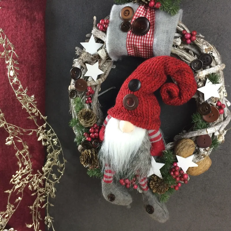 Weihnachtlicher Türkranz Wichtel – Tanne Wunschfarbe