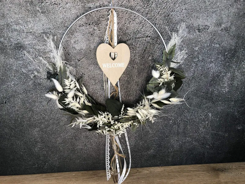 Welcome Wandkranz Trockenblumen Eukalyptus – natur & einladend