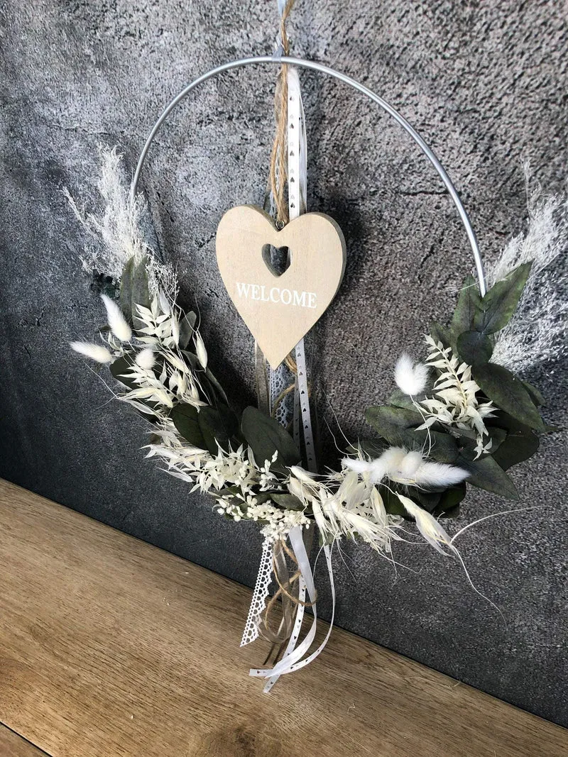 Welcome Wandkranz Trockenblumen Eukalyptus – natur & einladend
