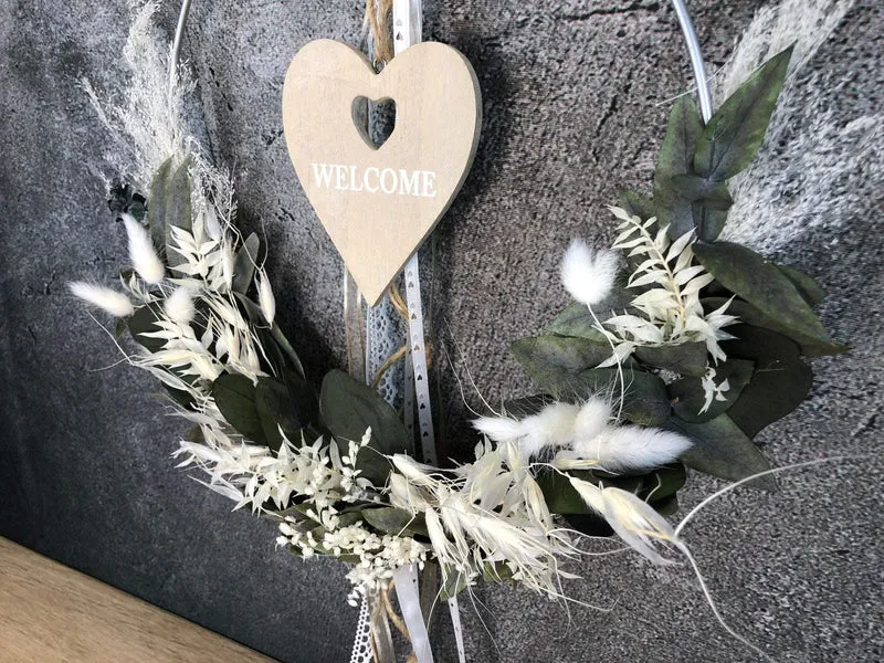 Welcome Wandkranz Trockenblumen Eukalyptus – natur & einladend