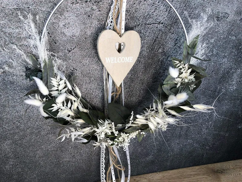 Welcome Wandkranz Trockenblumen Eukalyptus – natur & einladend