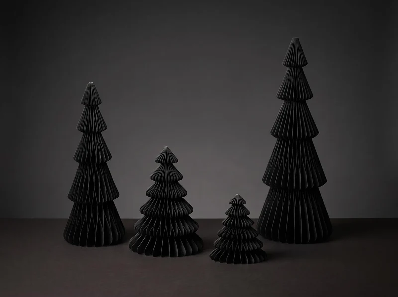 Paper tree black - Christmas set - 4pcs
