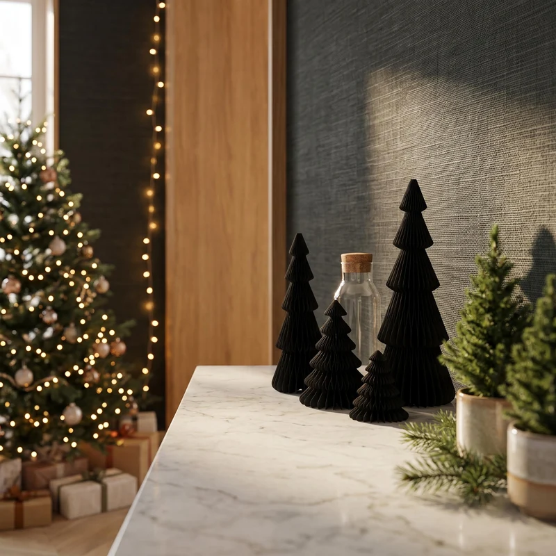 Paper tree black - Christmas set - 4pcs