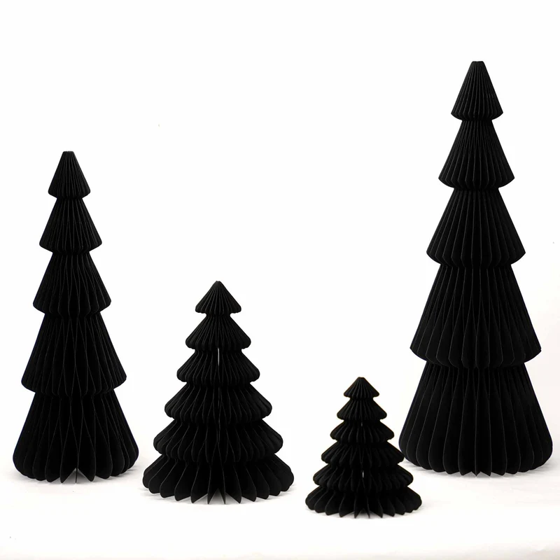 Paper tree black - Christmas set - 4pcs