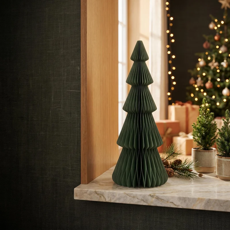Paper tree green - Christmas set - 4pcs