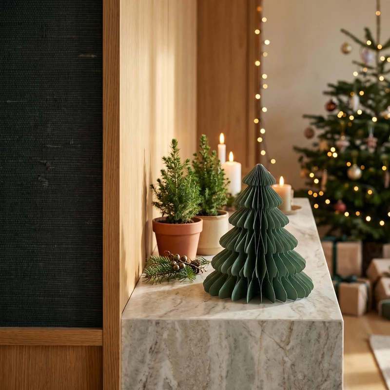 Paper tree green - Christmas set - 4pcs