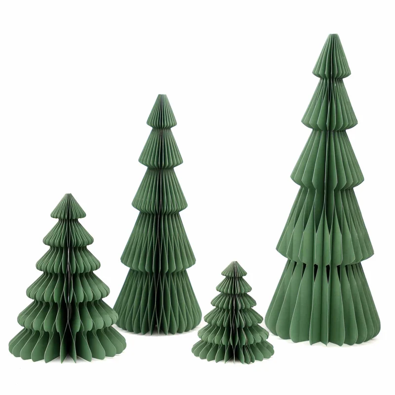 Paper tree green - Christmas set - 4pcs