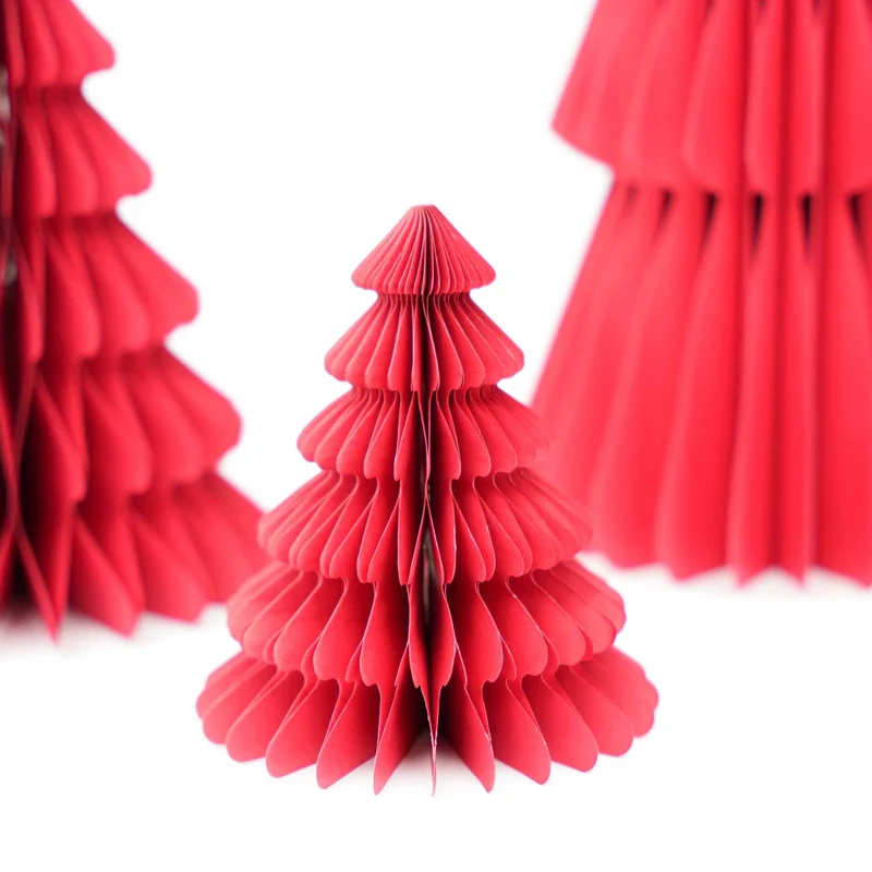 Paper tree red - Christmas set - 3pcs