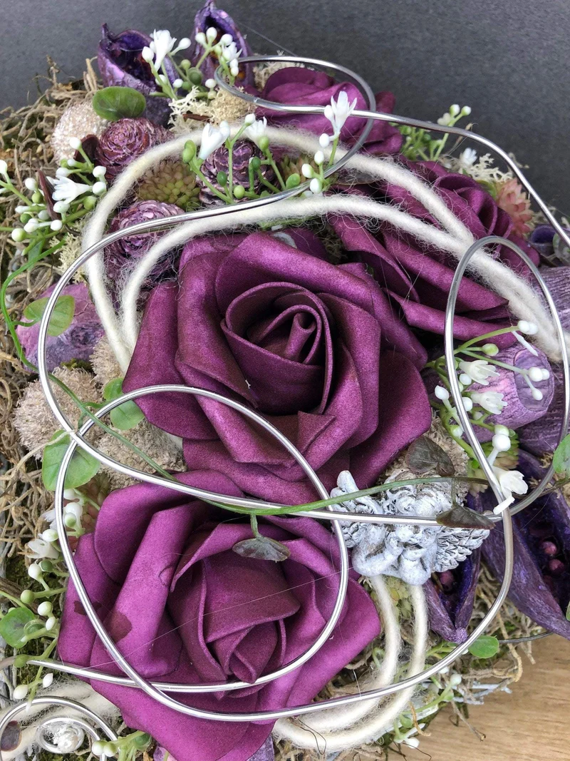 Grabdekoration Herz Rose – Seidenblumen langlebig