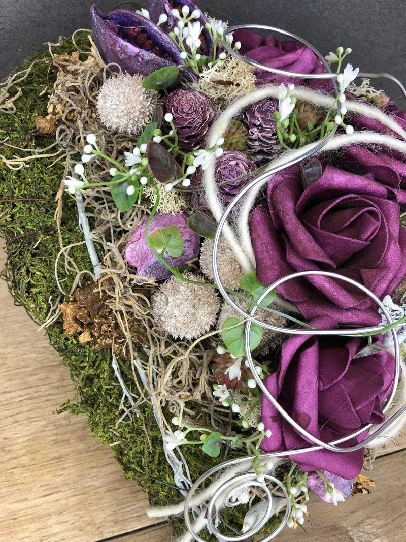 Grabdekoration Herz Rose – Seidenblumen langlebig
