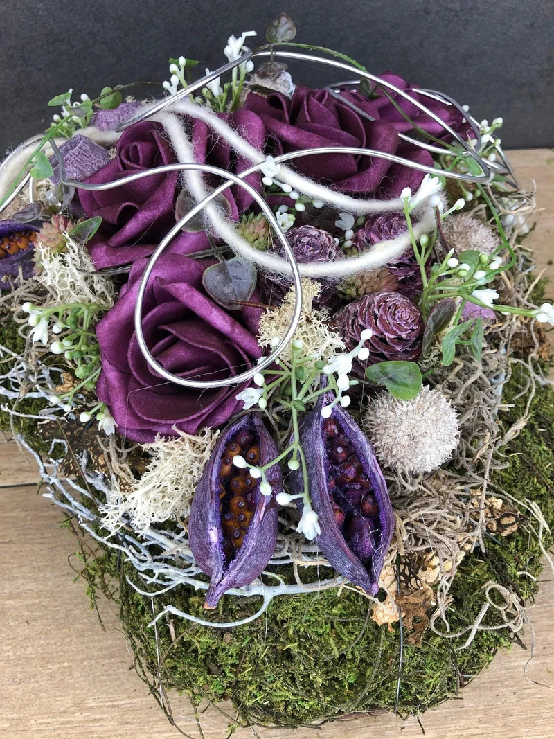 Grabdekoration Herz Rose – Seidenblumen langlebig