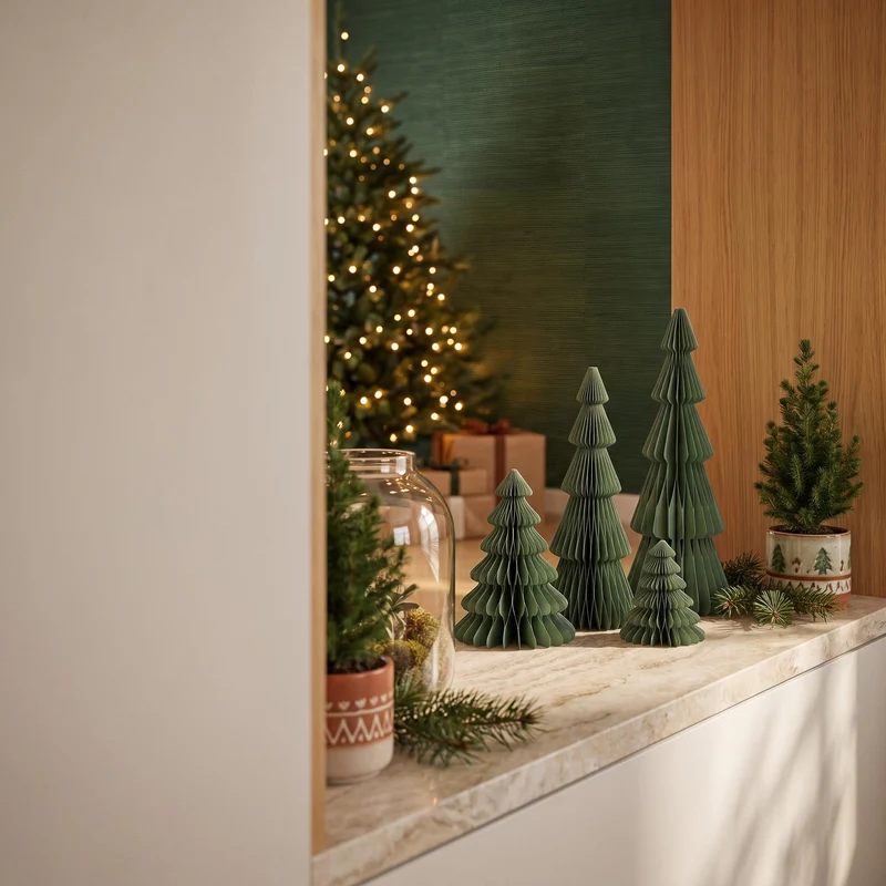 Paper tree - Foldable - Green - 25cm