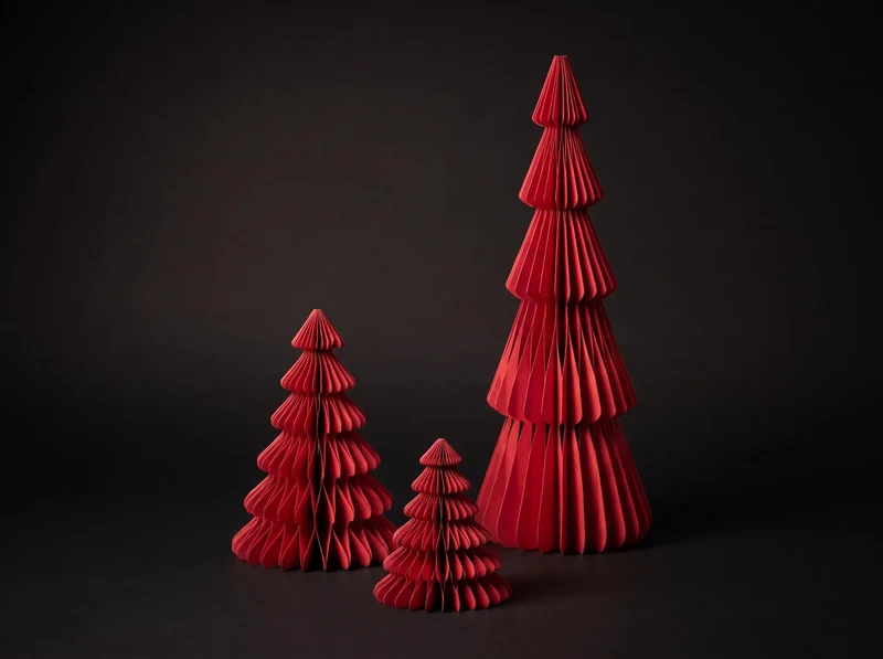 Paper tree - Foldable- Red - 25cm