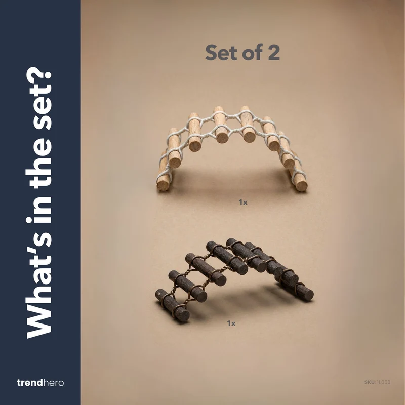 Bridge - Decorative mini bridge - Dark brown - 8 cm long