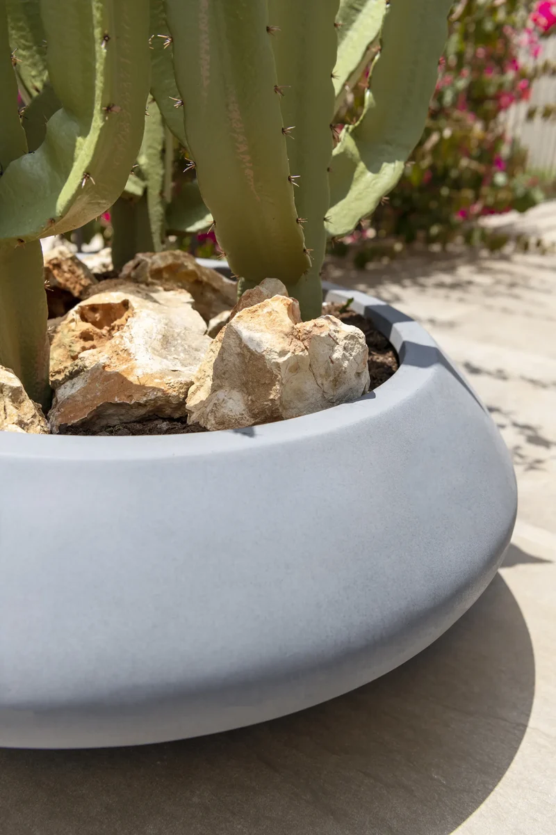 Pflanzschale Tara Grau aus robustem Fiberstone