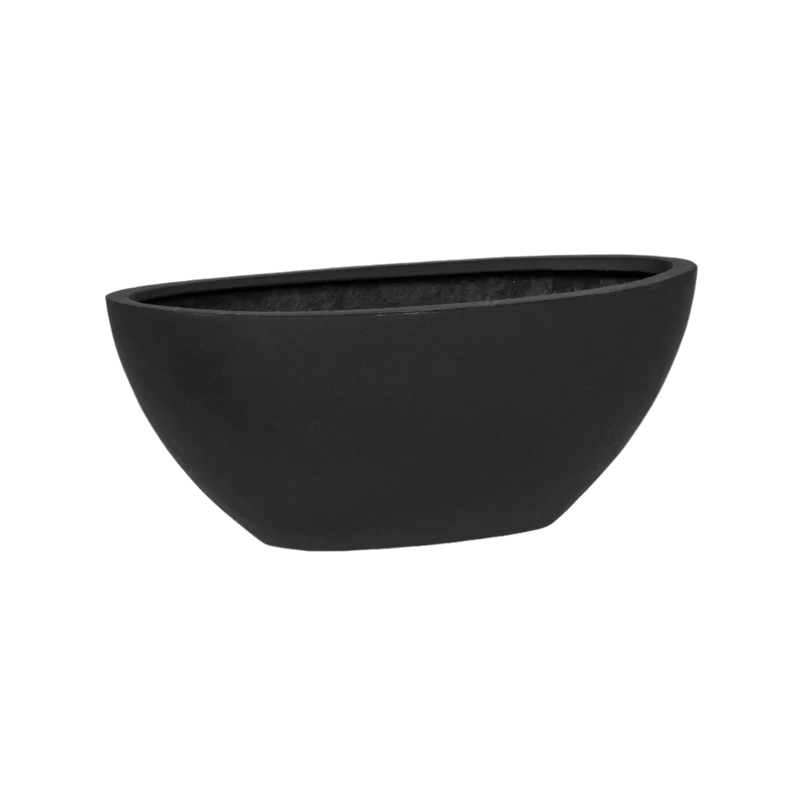 Ovale Pflanzschale Dorant Schwarz aus Fiberstone