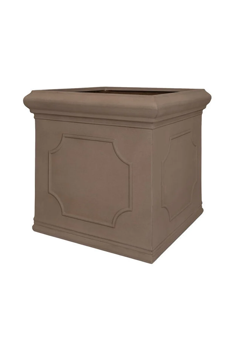 Großer, eckiger Pflanzkübel Jumbo Classic Taupe mit Bordüre
